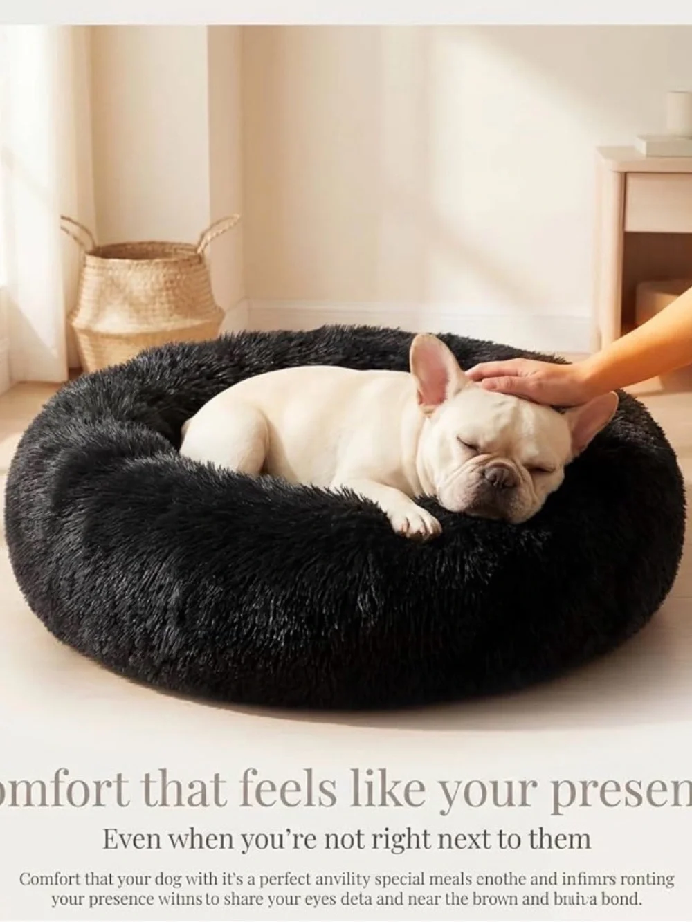 Plush Donut Dog Bed - Black